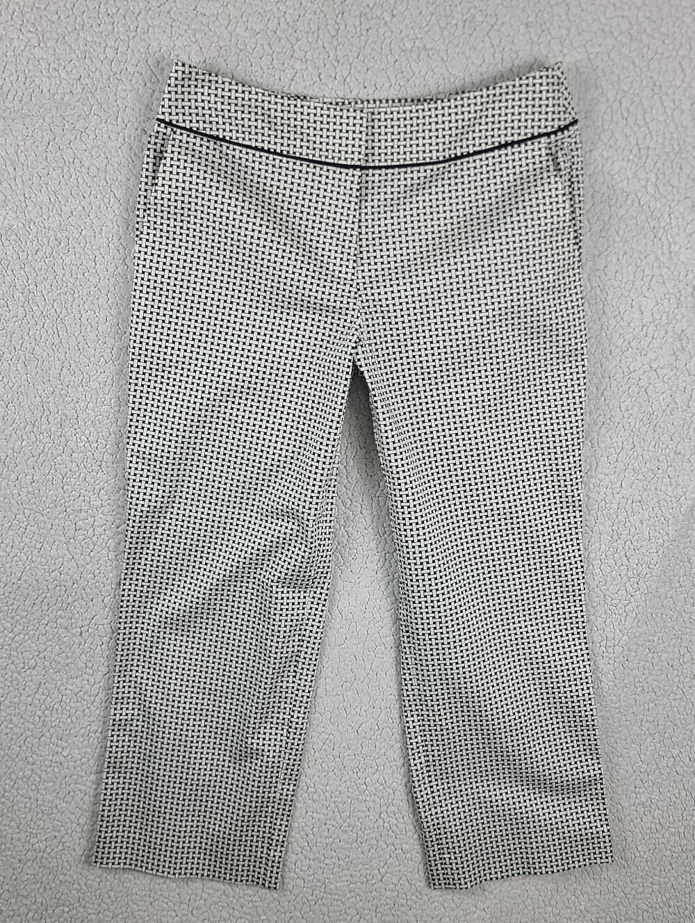 Talbots Black White Basketweave Stretch Cropped Ankle Pants 4